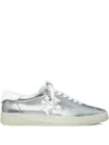 Tory Burch Phoenix Metallic Leather Lace-up Sneakers In Silver