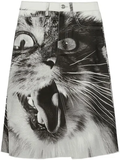 Tory Burch Photograph-print Denim Skirt In White