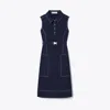 Tory Burch Pick Stitch Golf Dress In Blue