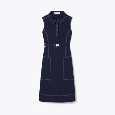 Tory Burch Pick Stitch Golf Dress In Blue