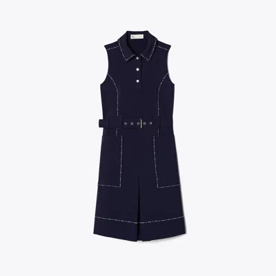 Tory Burch Pick Stitch Stretch Golf Dress In Blue