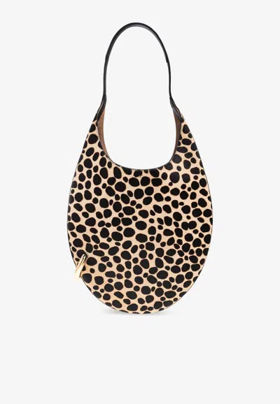 Tory Burch Pierced Calf Hair Shoulder Bag In Beige