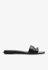 Tory Burch Pierced Flat Sandals In Patent Leather In Black