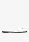 Tory Burch Pierced Leather Slide Shoes With Minimalist Silhouette In White
