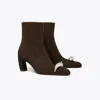 Tory Burch Pierced Heeled Ankle Boot In Animal Print