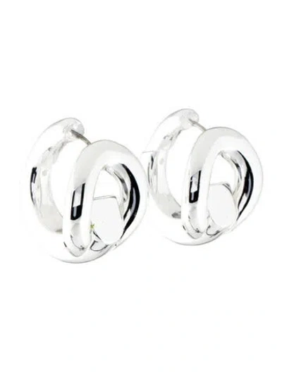 Pre-owned Tory Burch Pierced Hoop Earrings In Multicolor