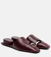 Tory Burch Pierced Leather Mules In Burgundy