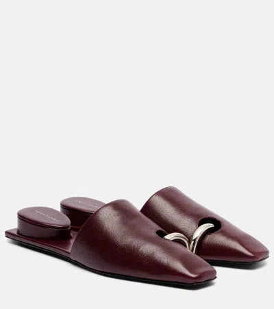 Tory Burch Pierced Leather Mules In Burgundy