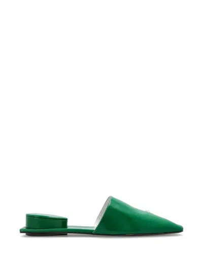 Tory Burch Pierced Leather Mules In Green