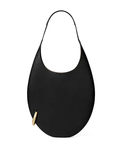 Tory Burch Pierced Leather Shoulder Bag In Black/gold