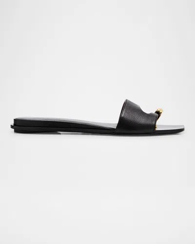 TORY BURCH PIERCED LEATHER TOE RING FLAT SANDALS