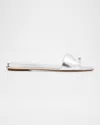 Tory Burch Pierced Metallic Toe Ring Flat Sandals In White