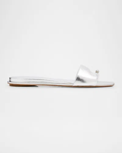 Tory Burch Pierced Metallic Toe Ring Flat Sandals In Transparent