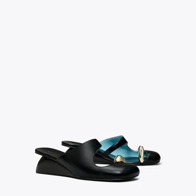 Tory Burch Pierced Mule Wedge In Nero