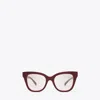 Tory Burch Pierced Oversized Cat-eye Eyeglasses In Burgundy