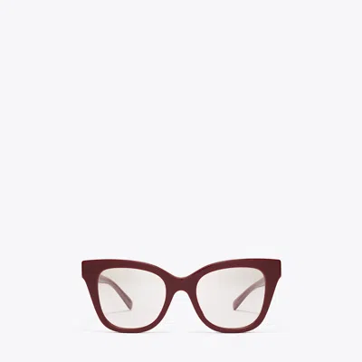 Tory Burch Pierced Oversized Cat-eye Eyeglasses In Burgundy