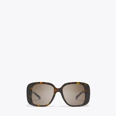 Tory Burch Pierced Oversized Square Sunglasses In Brown
