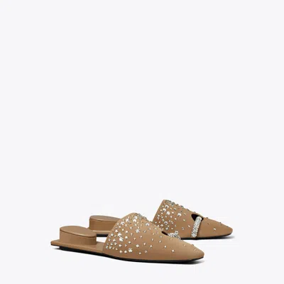 Tory Burch Pierced Crystal Mule In River Rock/crystal