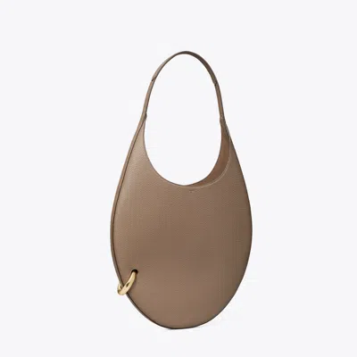 Tory Burch Pierced Pebbled Handbag In Brown