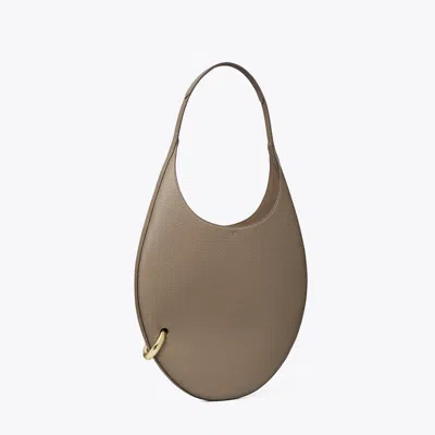 Tory Burch Pierced Pebbled Handbag In Brown