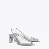 Tory Burch Pierced Peep-toe Slingback In Bright Silver/silver