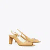 Tory Burch Pierced Peep-toe Slingback In Cantucci/gold