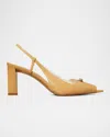 Tory Burch Pierced Peep-toe Slingback In Cantucci / Gold