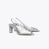 Tory Burch Pierced Peep-toe Slingback In Silver
