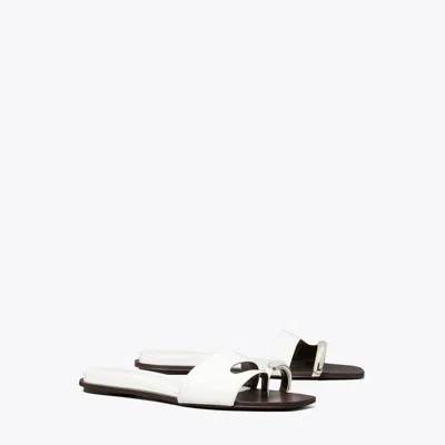 Tory Burch Pierced Slide In Bianco/silver