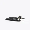 Tory Burch Pierced Slide Flat Shoes With Soft Caprine Leather In Black