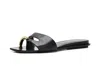 Tory Burch Pierced Slide Flat Shoes With Soft Caprine Leather In Black