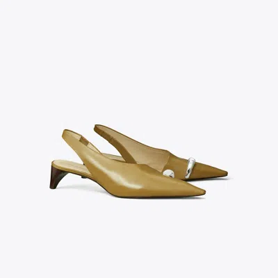 Tory Burch Pierced Slingback Heel In Green