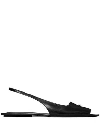 Tory Burch Pierced Slingback Sandals In Black