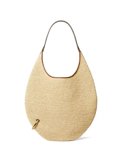 Tory Burch Pierced Soft Straw Bag In Neutral