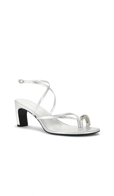 Tory Burch Pierced Strappy Heel Sandal In Silver