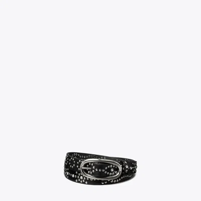 Tory Burch Pierced Studded Belt In Black