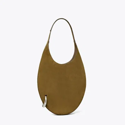 Tory Burch Pierced Suede Bag In Green