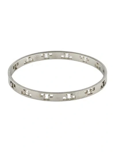 Pre-owned Tory Burch Pierced T Bangle Bracelet, 8" In Multi