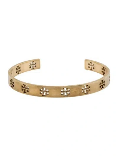 Pre-owned Tory Burch Pierced T Cuff Bracelet, 6.5" In Multi