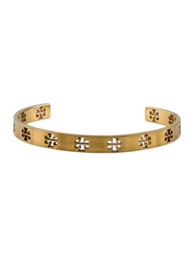 Pre-owned Tory Burch Pierced T Cuff Bracelet, 7.25" In Multi