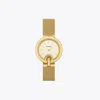 Tory Burch Women's The Pierced Gold-tone Stainless Steel Mesh Bracelet Watch 36mm In Ivory/gold