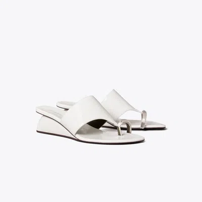 Tory Burch Pierced Wedge Sandal In White
