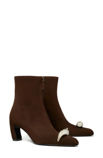Tory Burch Pierced Xl 65 Suede Ankle Boots In Brown