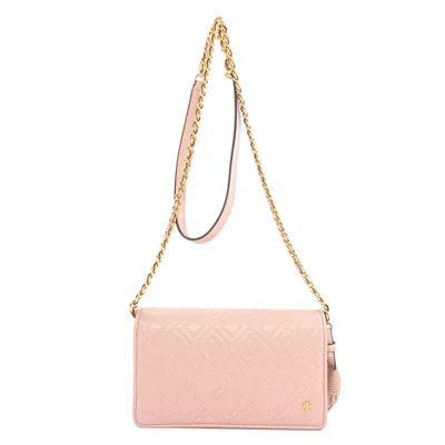 Pre-owned Tory Burch Pink Leather Chain/shoulder Wallet ()