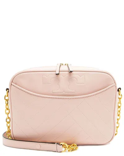 Pre-owned Tory Burch Pink Leather Chevron Alexa Stitch Camera Bag (authentic Pre-loved)