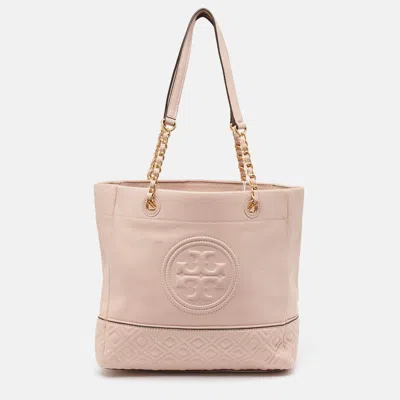 Pre-owned Tory Burch Pink Leather Fleming Tote