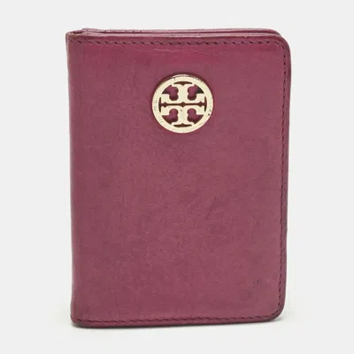 Pre-owned Tory Burch Pink Leather Logo Card Case
