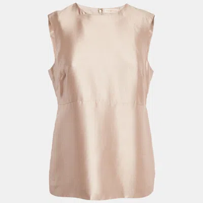 Pre-owned Tory Burch Pink Silk Round Neck Sleeveless Top M