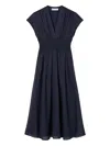 Tory Burch Pinstripe-pattern Smocked Midi Dress