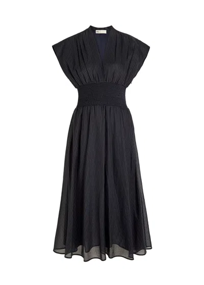 TORY BURCH TORY BURCH PINSTRIPE VOILE MIDI DRESS